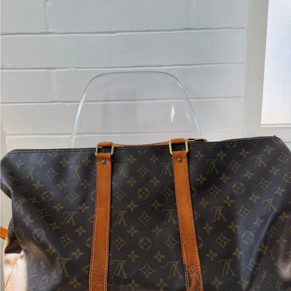 Louis Vuitton Brown Monogram Canvas Travel Duffel with Tan Leather Trim - Picture 2 of 12